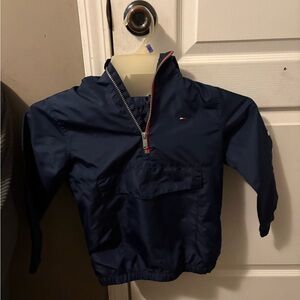 Tommy Hilfiger Rain Jacket Pull Over boys  sz6 Long sleeve Hood Navy Blue